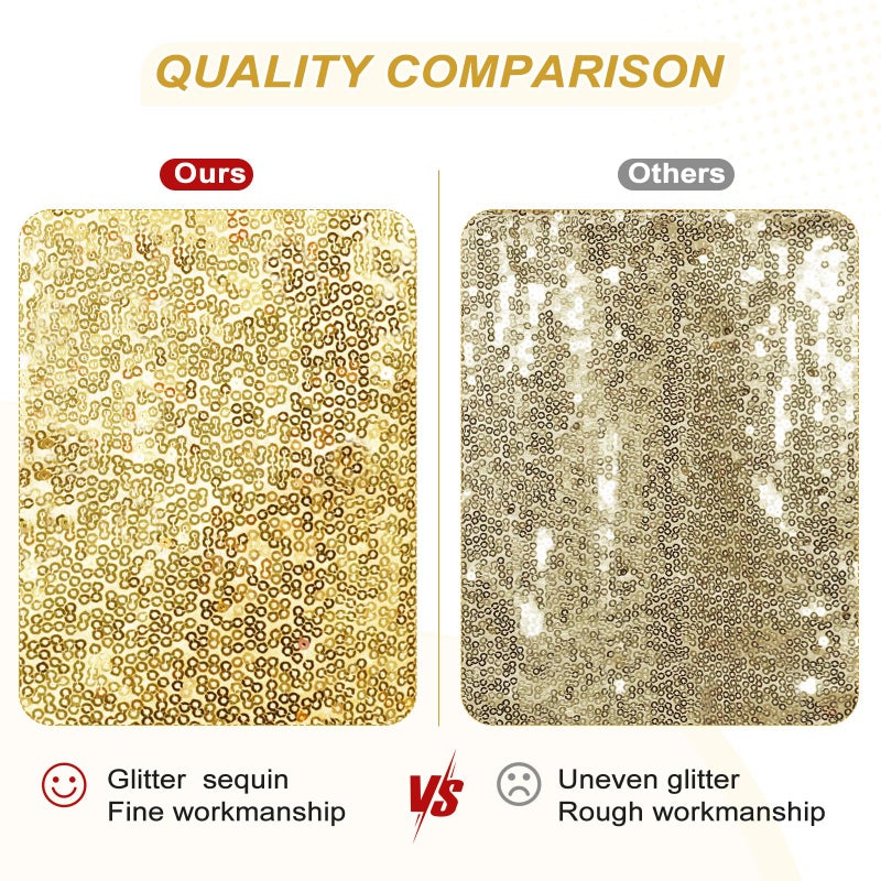 PartyDelight Gold Sequin Backdrop 6x7ft High-Density 3mm Sparkly Photo Background Back Drop Glitter Drape for Wedding, Birthday, and Holiday Party Decorations - Image 3